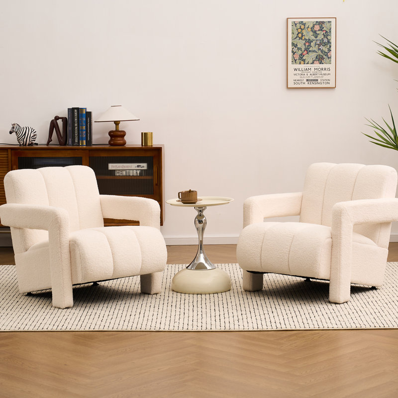 Fauteuil rembourré et rembourré Teddy, Bouclé ivoire