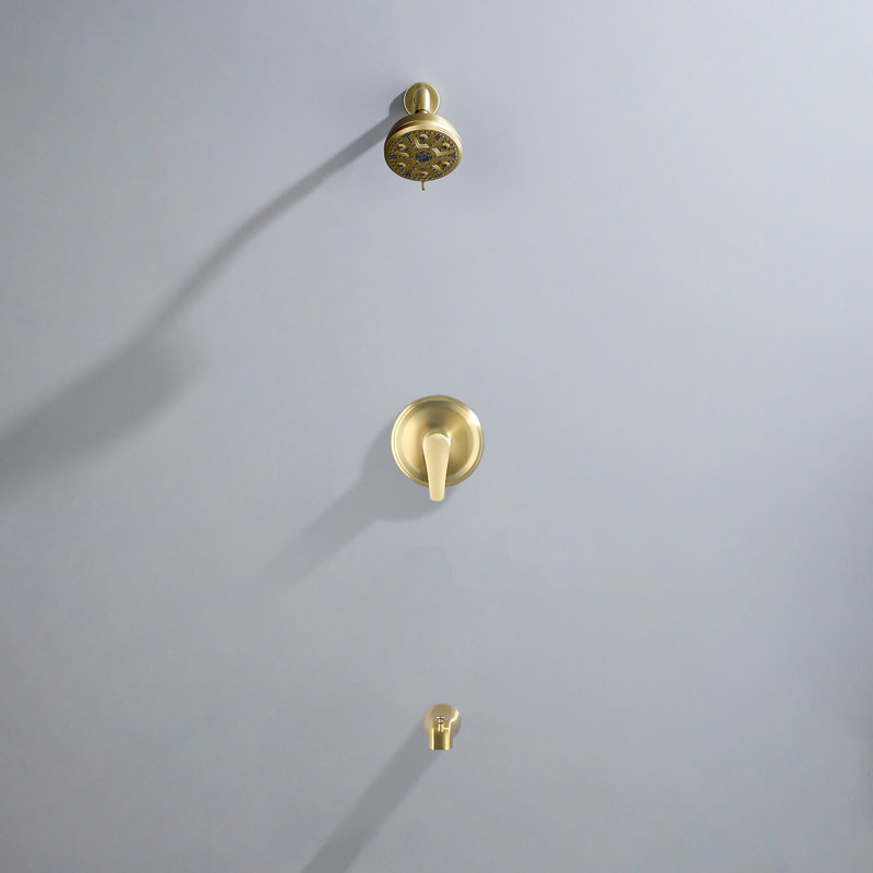 Tub & Shower Faucet with Rough in-Valve, Brushed Gold