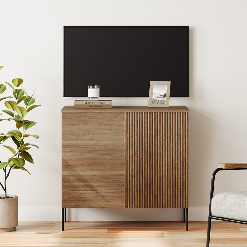 Meuble télé 31,5 po avec portes, meuble télé avec tablette et meuble télé Union, Noyer