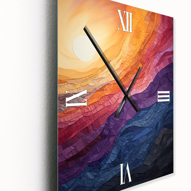 Horloge murale abstraite lyrique jaune sarcelle, H 40 po x l 30 po x P 1 po