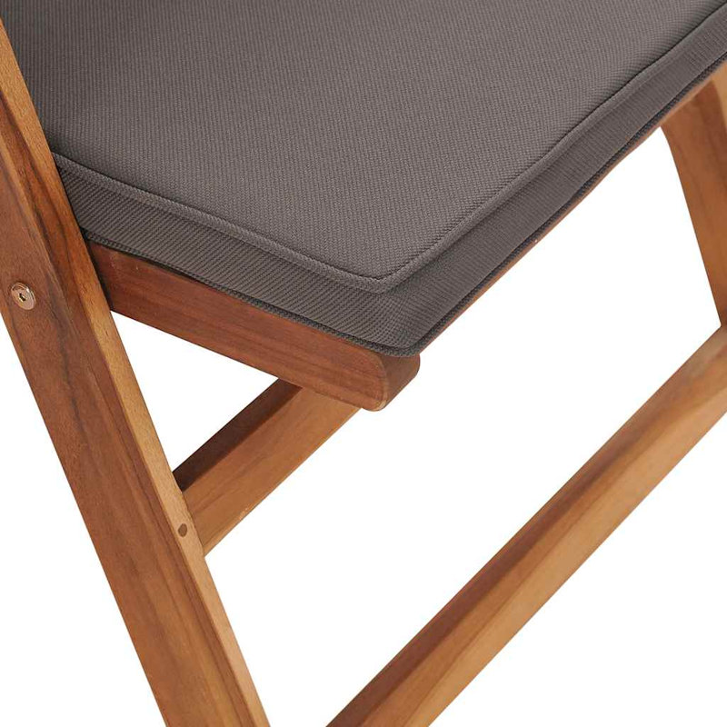 Chaises de jardin inclinables en bois de teck massif avec coussins gris / crème, gris