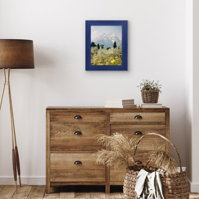 Picture Frame - Rustic Picture Frame with Textured Engineered Wood, Shatter Resistant Glass and Easel Back - Horizontal and Vertical Display