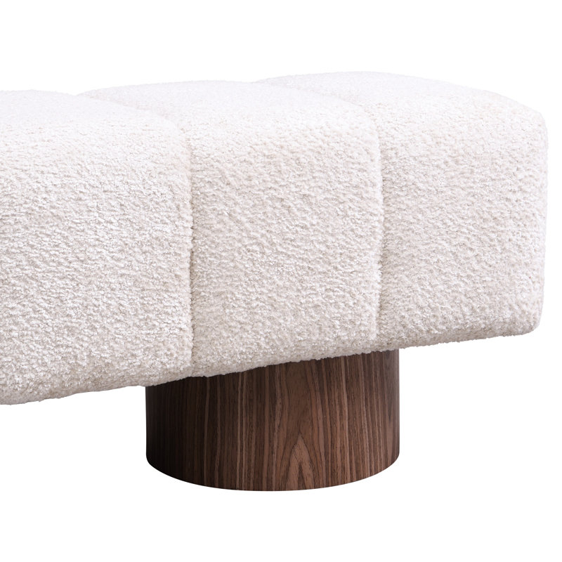 No Bedroom Seat In Beige Faux Fur - 300 Lbs Capacity, 64"X16.45"X18", For Living Area Upholstered Bench Dining Room No Assembly Required, Weight 64"L X 16.45"W 18"H