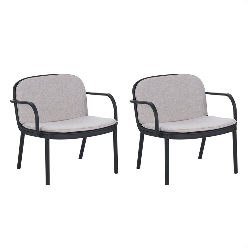 Luna Outdoor PP Club Chair, Set Of 2, Beige, Black