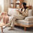 Loveseat Beige 100% Polyester Sleeper sofa
