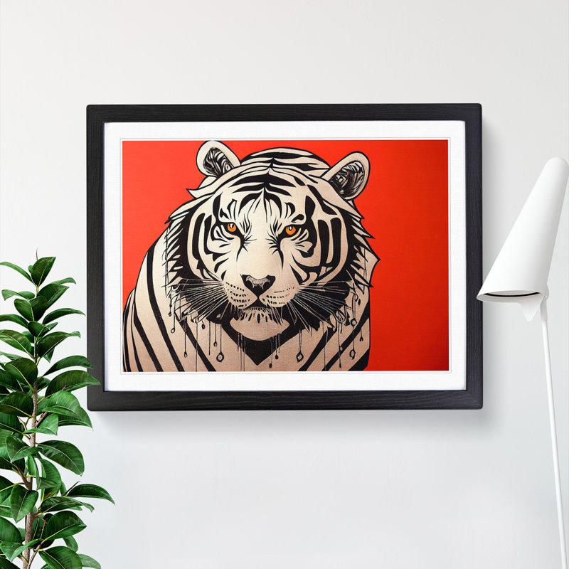 Modern Art Tiger Abstract - Framed Print, Black Framed, 34cm H x 46cm W x 2cm D