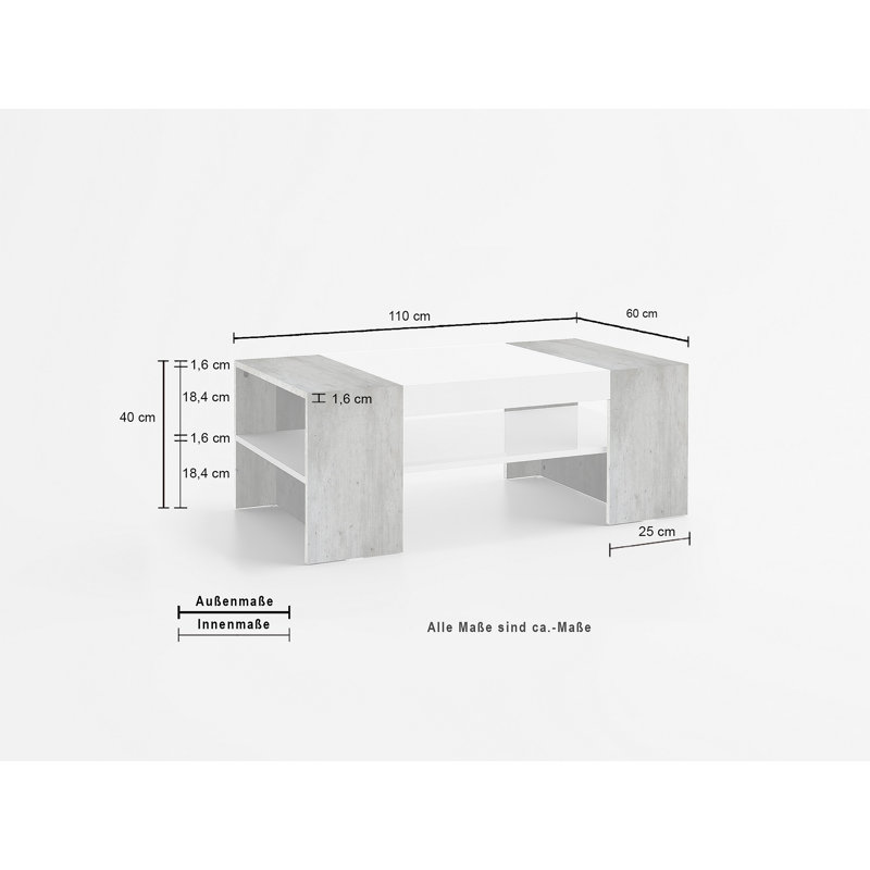 Joolia Coffee Table, White/Grey
