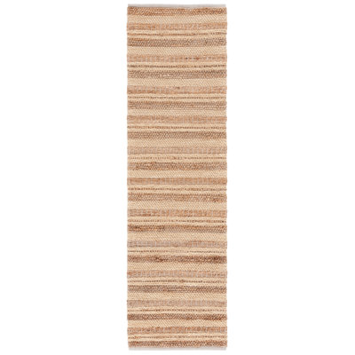 Hand Woven Wool/Jute/Cotton Striped Rug in Brown/Beige