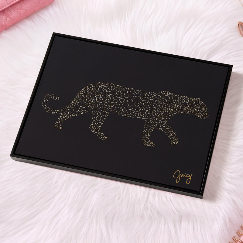 Tableau en boîte d'ombre Juicy Couture, 16" x 20", Strass noir léopard