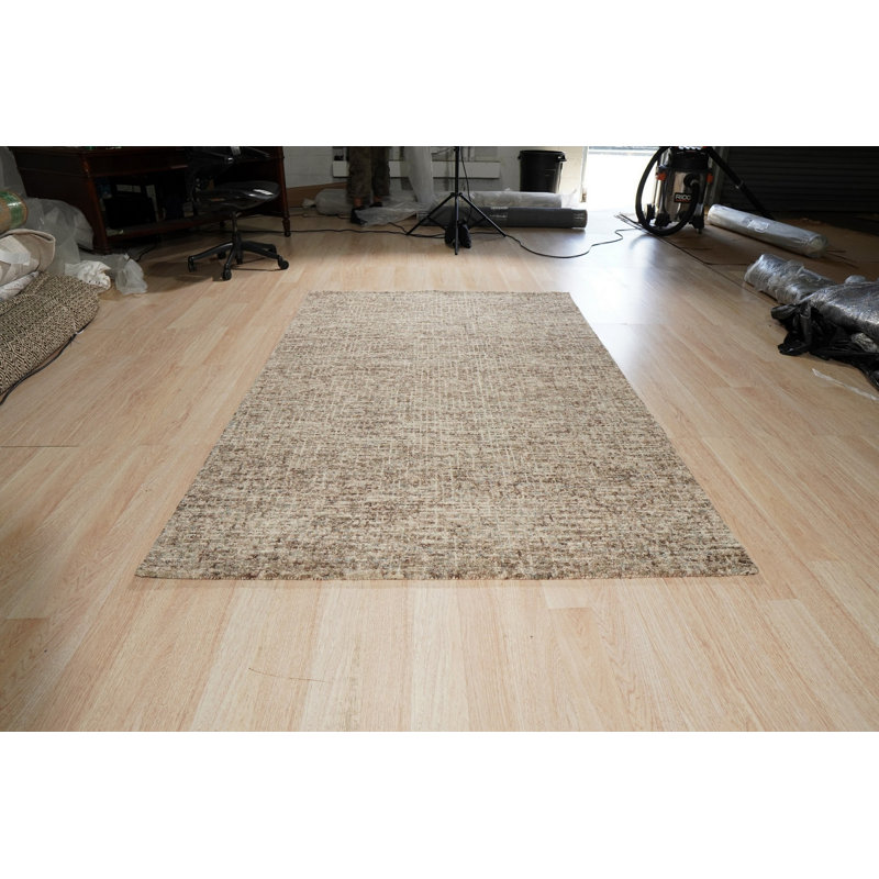 Tapis beige contemporain brun en laine touffeté à la main Darrtown