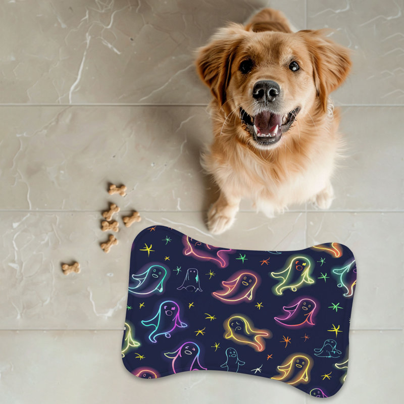 Fluorescent Halloween - 1 Piece Bone Shape Feeding Mat