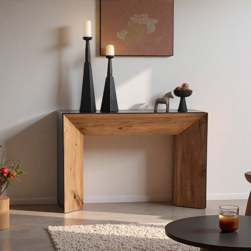 Table d'entrée en bois massif de style Wabi-sabi, H 31,5 po x l 47,24 po x P 15,75 po