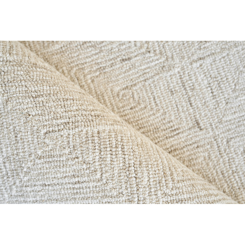 Caprice Geometric Handmade Tufted Area Rug, Rectangle 12' x 15', Dark Beige/Ivory