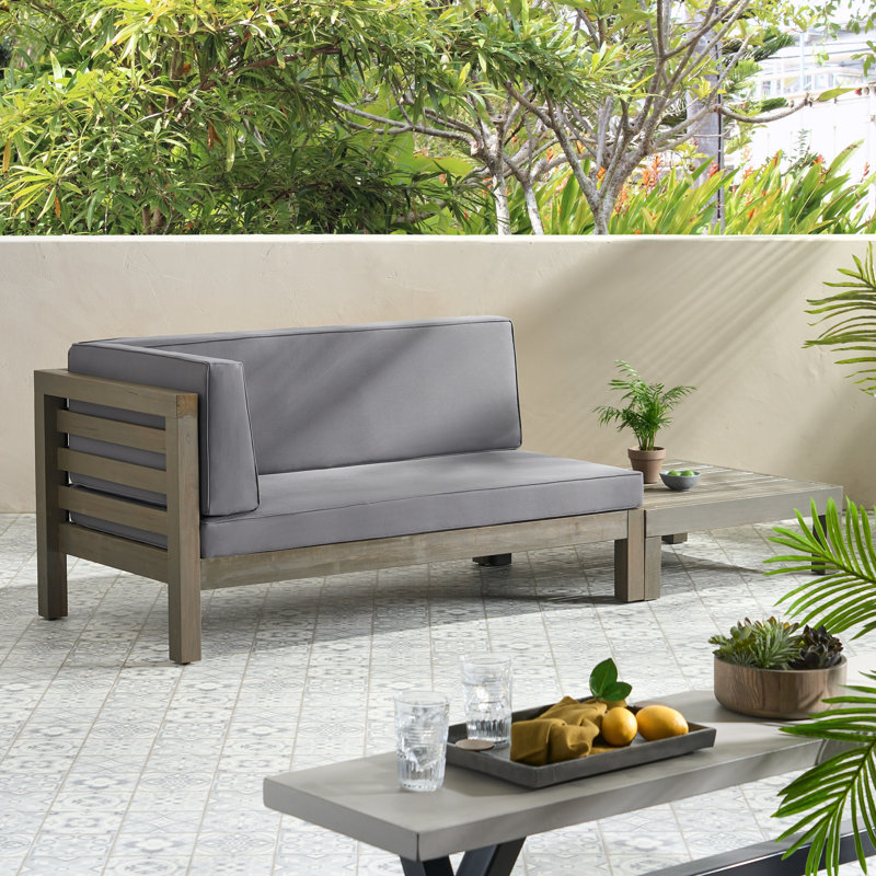 Ensemble de causeuse et de table basse avec accoudoir à droite Hanoi, Accoudoir à gauche (vu de face), Gris foncé, Gris
