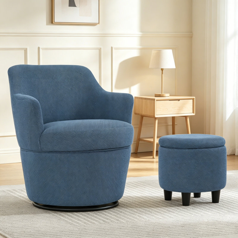 Fauteuil demi-tonneau pivotant avec rangement 360 °, Bleu