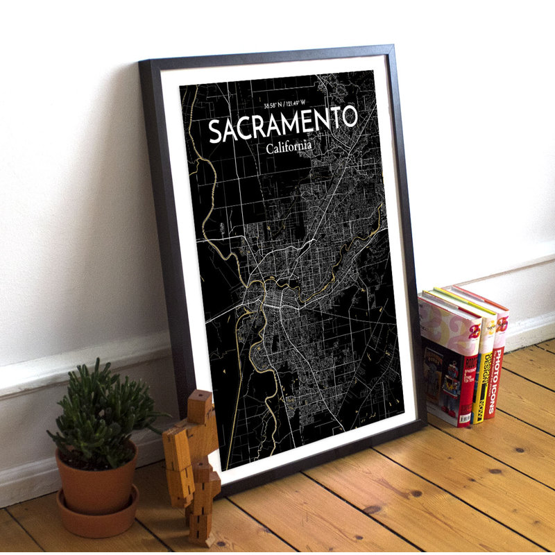 Sacramento City Map - No Frame Print, 70 cm H x 50 cm W x 0.1 cm D