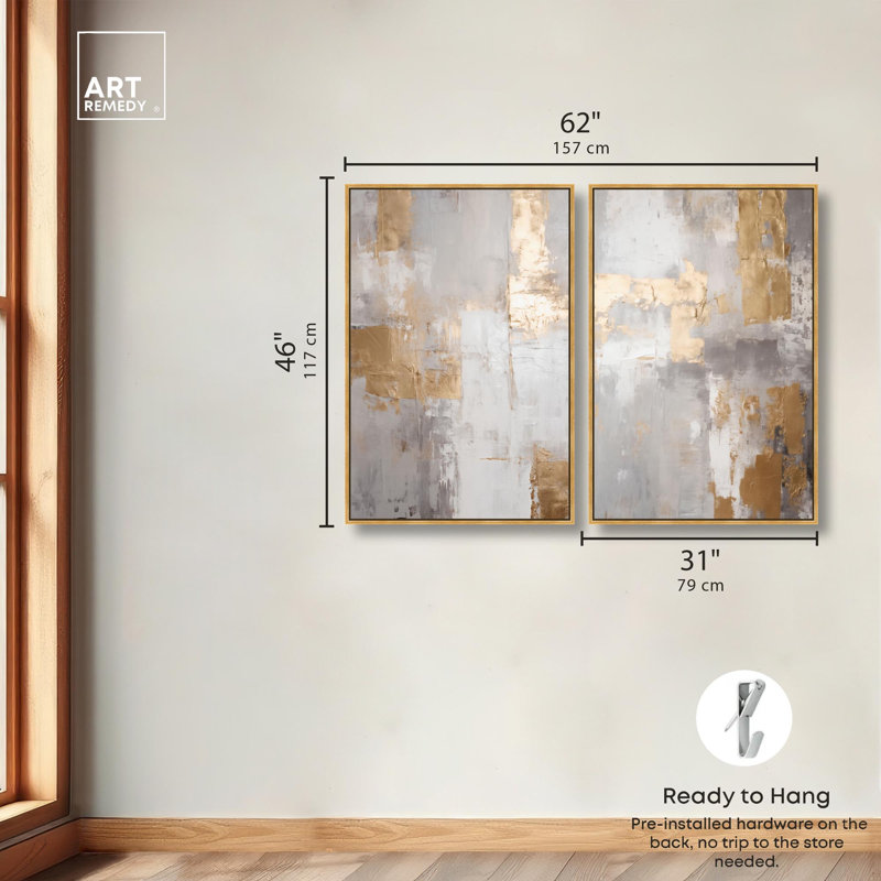 Tranquility Gold Art , Impression dans un cadre flottant sans passe-parto, H 46 po x l 31 po, Gold