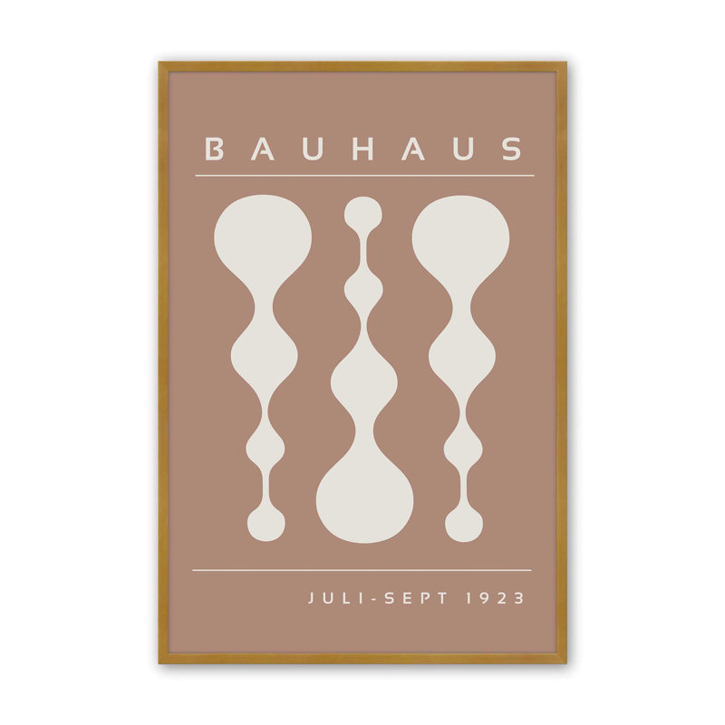 Affiche brune rétro Bauhaus II, H 17,25 po x l 13,25 po x P 1,25 po, Or poli
