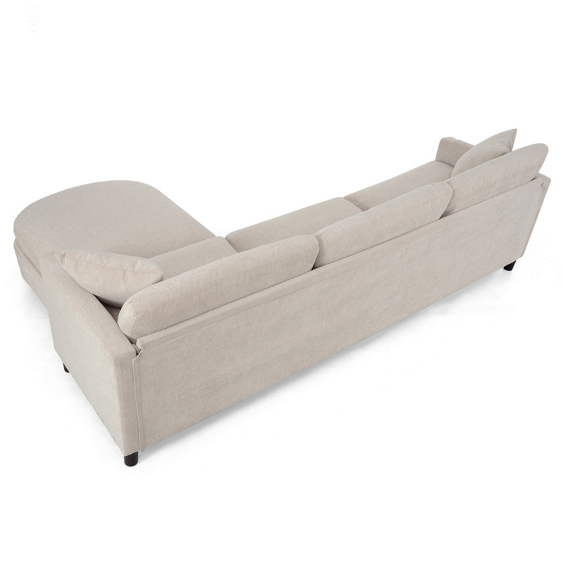 Canapé modulaire 107,87 pi avec 1 repose-pieds, coussin de siège et dossier amovible, Polyester beige