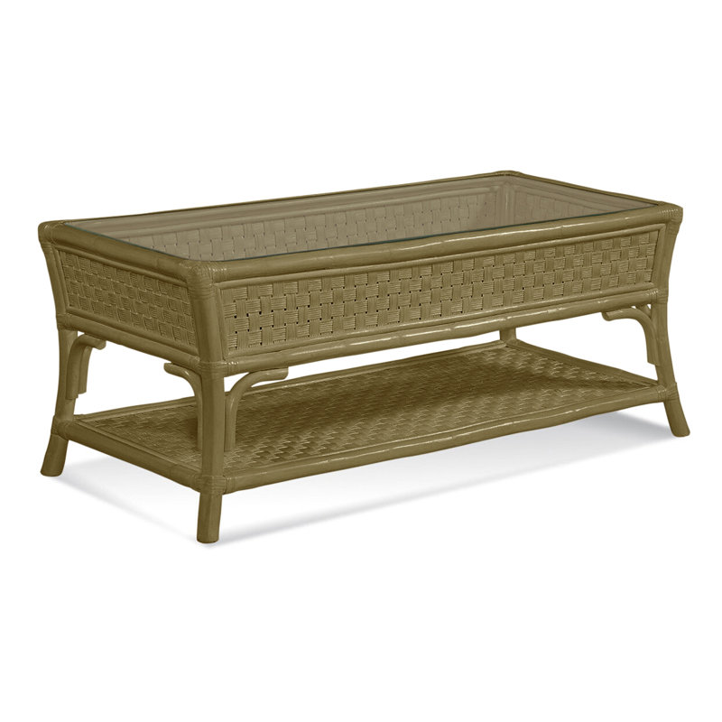 Boca Glass Top Coffee Table, Brass