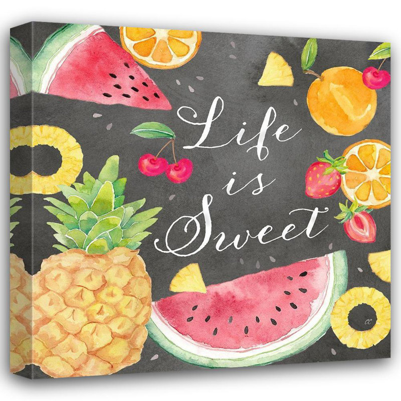Art de toile tendue Bay Gallery Home ™, Cynthia Gallery, Fresh Fruit Sentiment, noir, doux, H 36 po x l 36 po