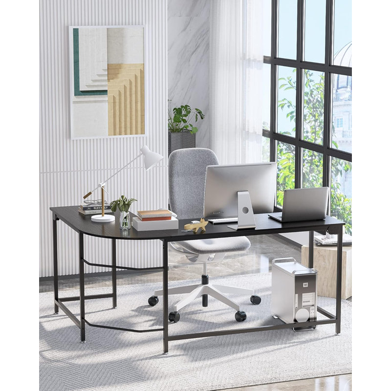 Arlie Metal Base Computer Desk, 29.52" H x 66.14" W x 47.24" D, Black/Black