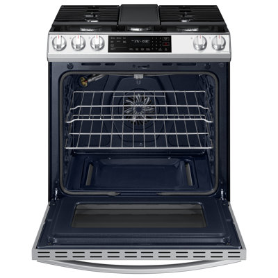 Samsung 6.0 cu. ft. Smart Slide-in Gas Range with Air Fry & Convection in Bespoke White Glass