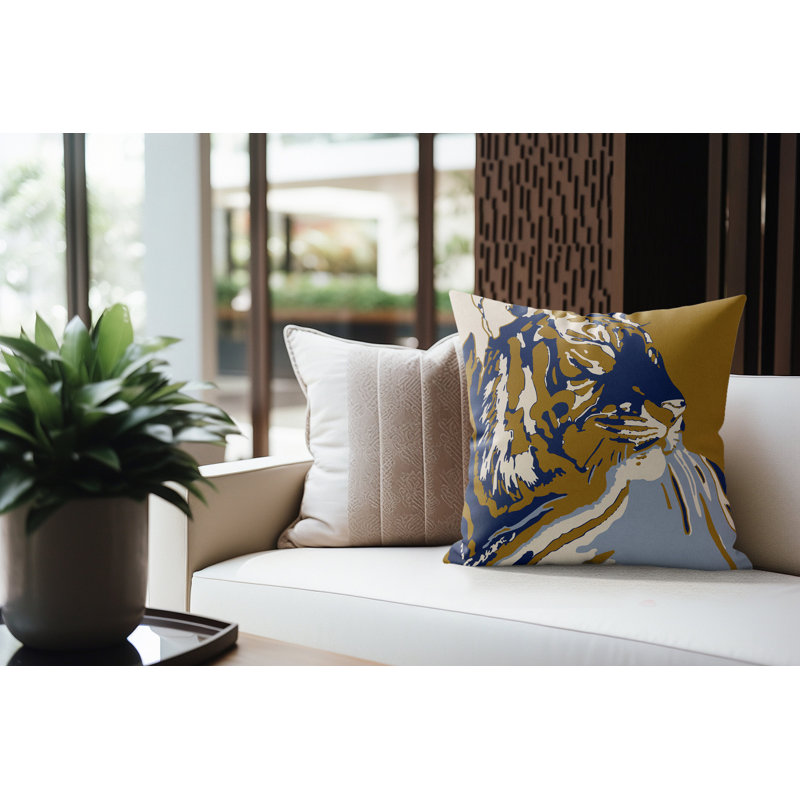 Coussin d'intérieur Leon, Minuit royal, 16 po x 16 po
