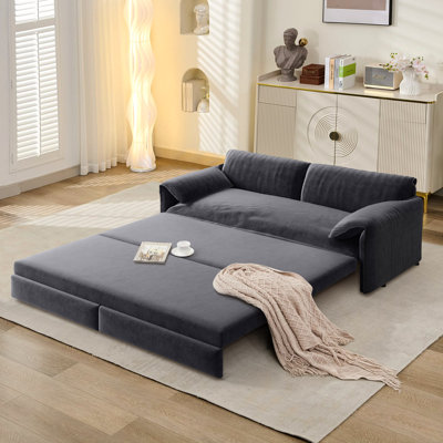3-in-1 Convertible Sofa Bed Queen Size, Pull Out Sleeper Sofa with Adjustable Backrest, Modern Convertible Couch for Living Room, Apartment & Small Space
