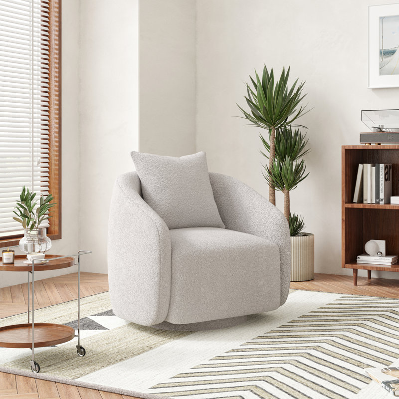 Fauteuil demi-tonneau pivotant Bashar, Gris, H 25,5 po x l 28,5 po x P 24,6 po