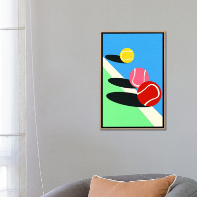 3 balles de tennis - reproduction d'art murale - toile encadrée