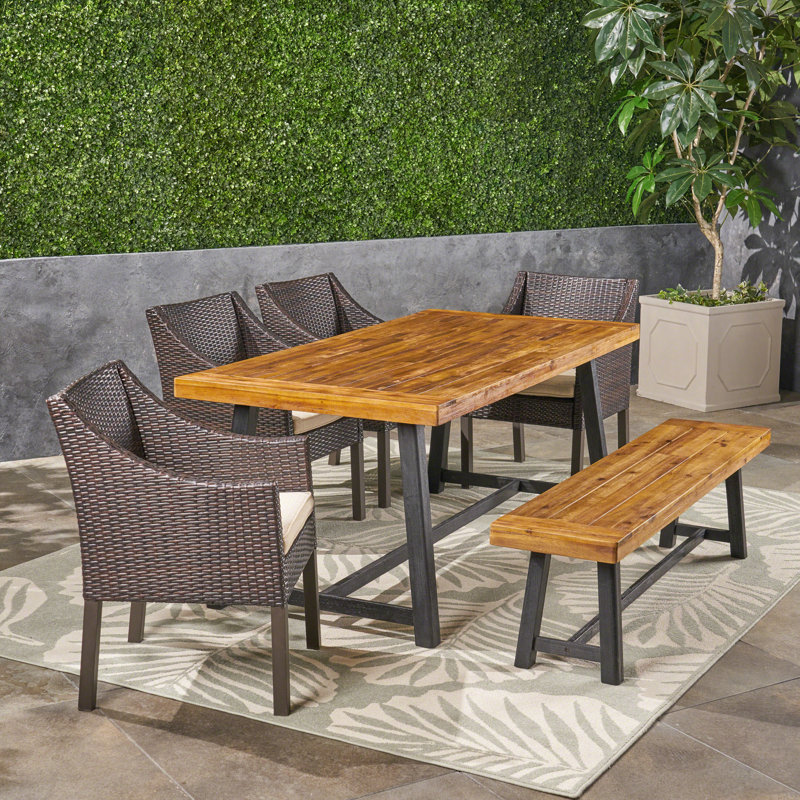 Ensemble repas 6 pièces avec coussins Lovisa, Beige