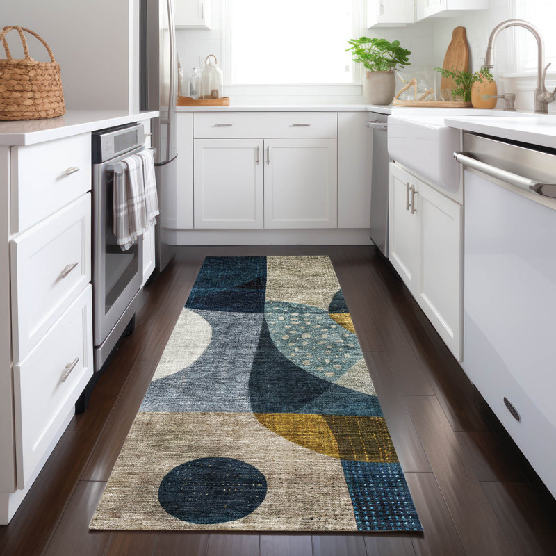 Machine Washable Indoor/Outdoor Chantille ACN1124 Blue Rug, Runner 2'3" x 7'6"