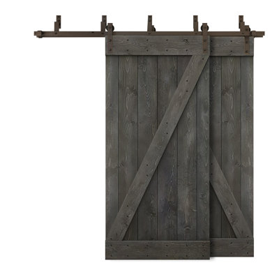 Porte de grange à panneaux et en bois avec quincaillerie d'installation