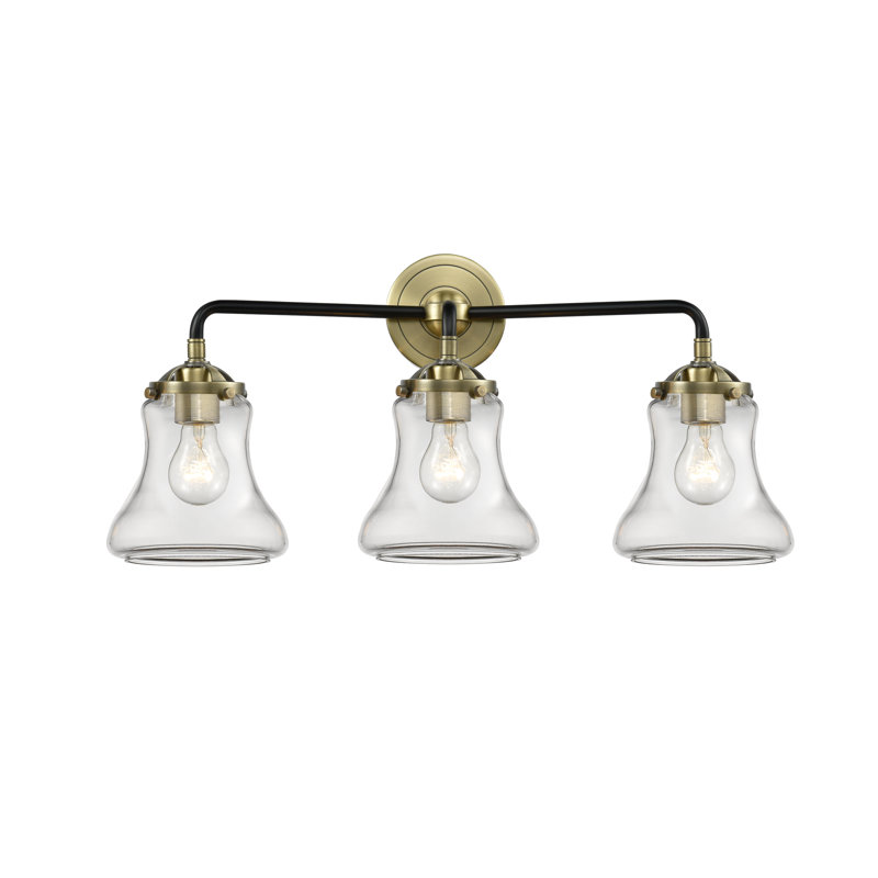 Éclairage pour salle de bain 3 lumières Edda, Laiton antique noir, DEL, Transparent