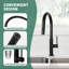 Robinet de cuisine avec douchette rétractable, robinets d'évier de cuisine à un trou, acier inoxydable 304, robinet à double fonction pour évier de ferme, noir-122877581