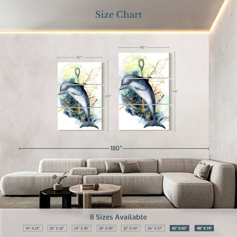 Brampt Dolphin Underwater, 74" H x 48" W