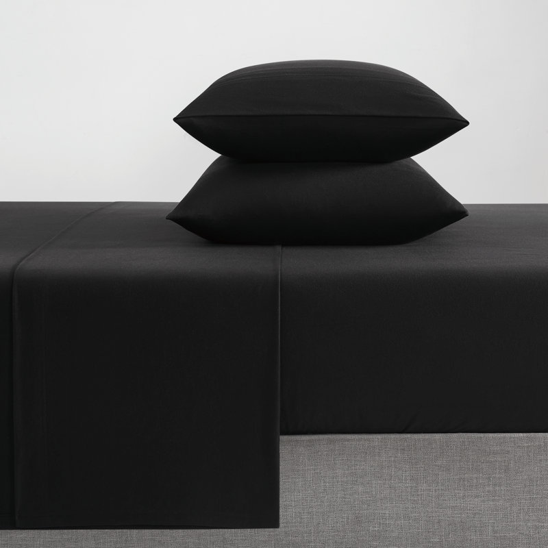 Ensemble de draps en jersey vraiment doux, Ensemble de draps pour lit double, Noir