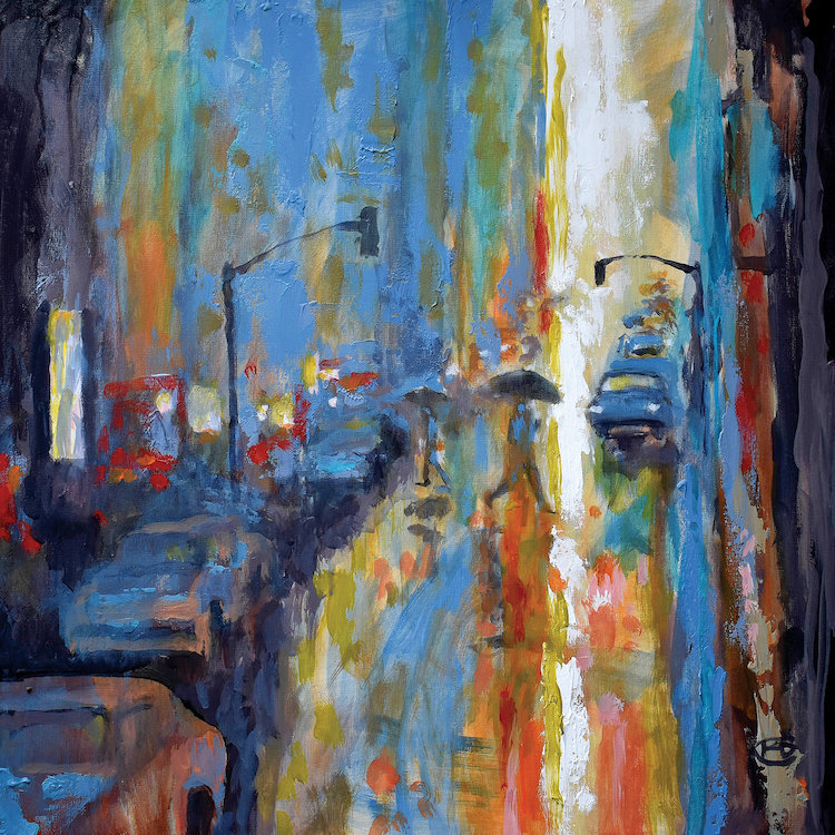 «Light Rain», reproduction sur toile, H 12 po x l 12 po x P 0,75 po, Toile tendue