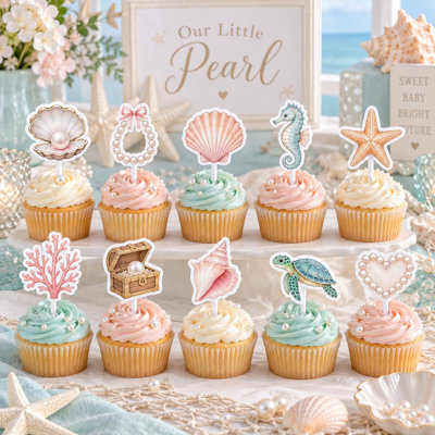 Nos petits petits gâteaux en forme de perle, ensemble de 10 décorations de fête de fête de naissance
