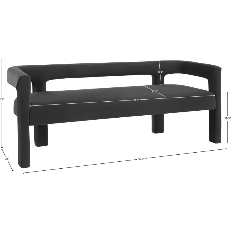 Velvet Upholstered Bench, Black Velvet