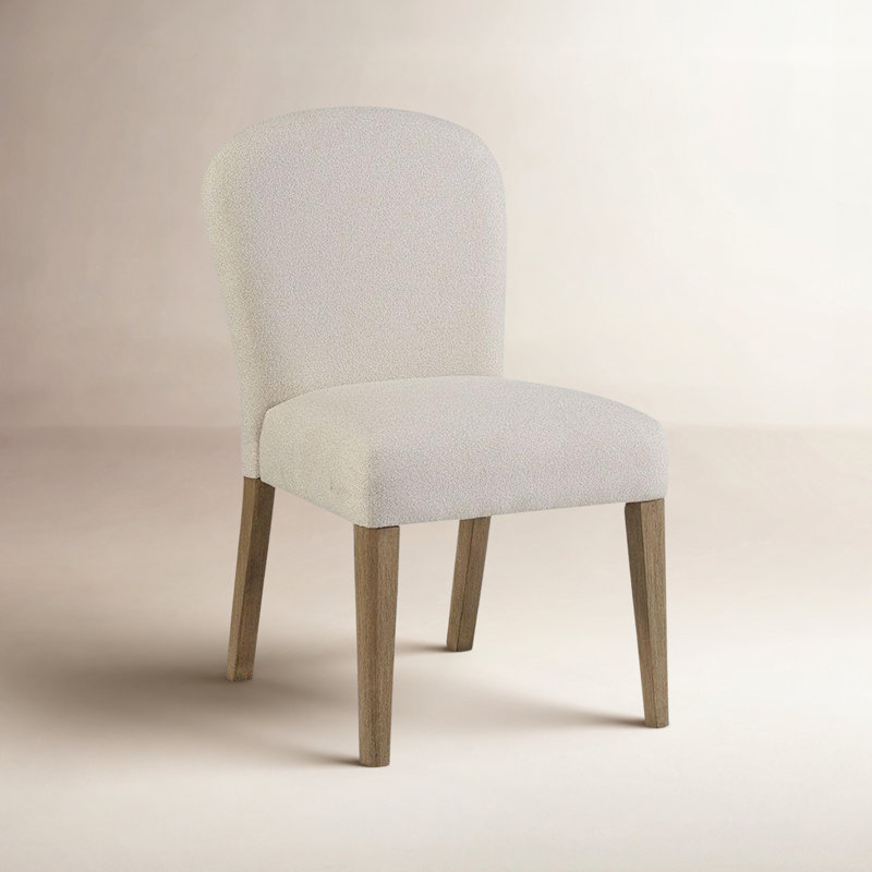 Marielle Upholstered Arch Dining Chair, Toffee/White Sand, Beige Wood