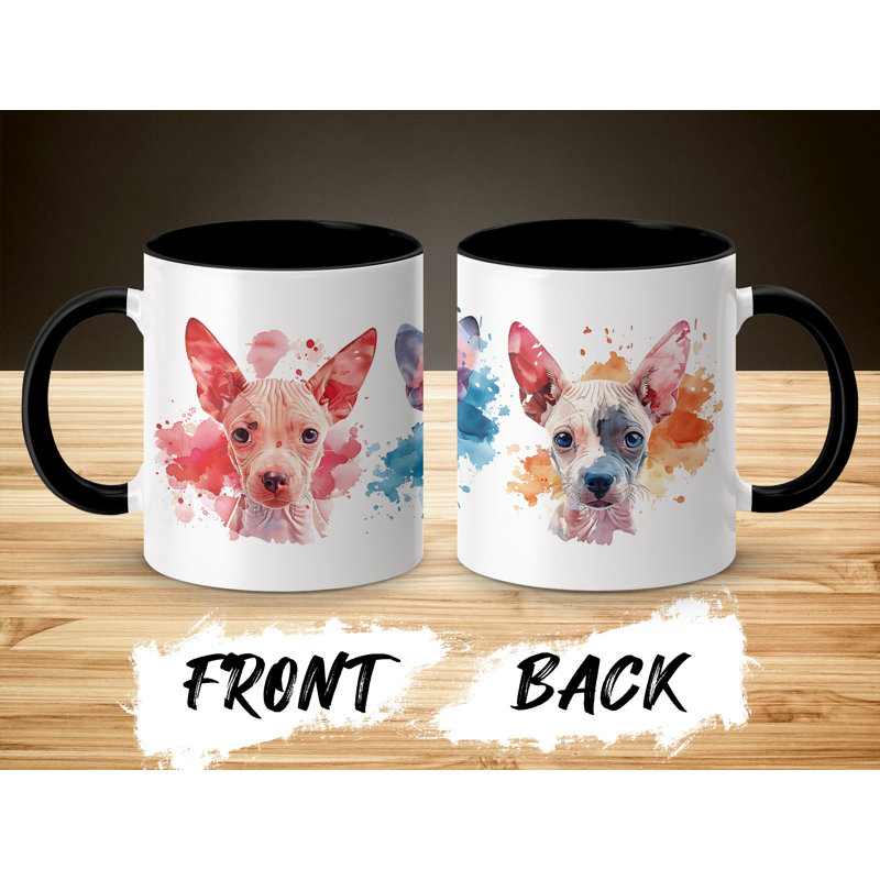 11oz Watercolour Xoloitzcuintli Design Coffee Mug, Black, 2