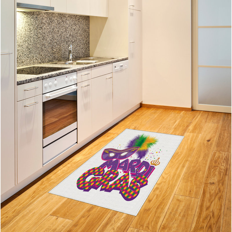 Mardi Gras High Density Long Fiber Poly Threads Decorative Area Rug Carpet, Rectangle 2'7" x 5'
