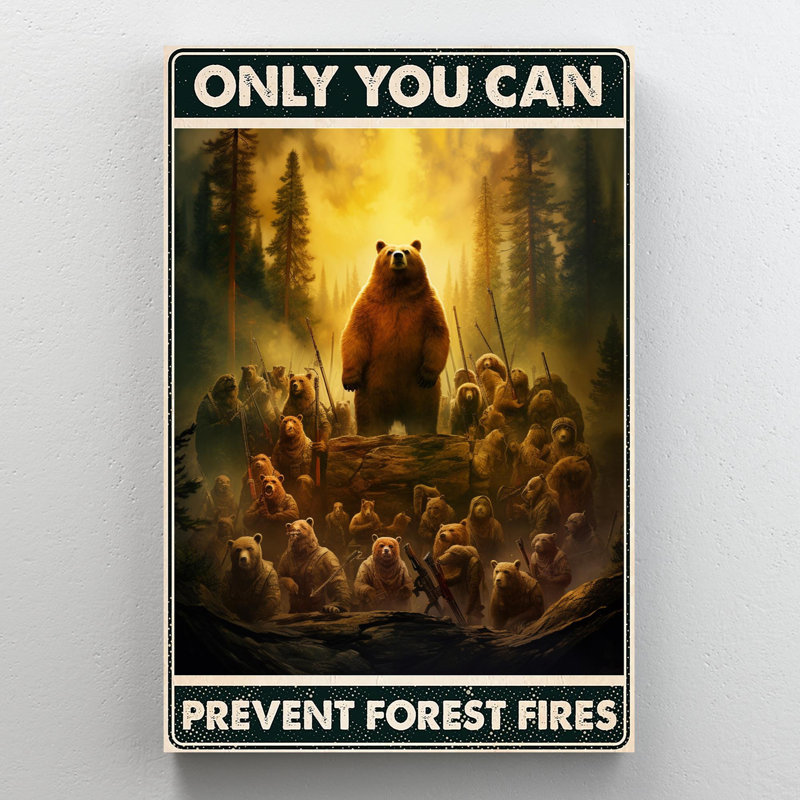Impression sur toile, "Only You Can Prevent Forest Fires" - 1 pièce, H 36 po x l 24 po x P 1,25 po