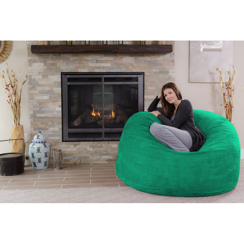 Bean Bag Chair & Lounger, Tide Pool Microfiber/Microsuede, 34" H x 60" W x 60" D