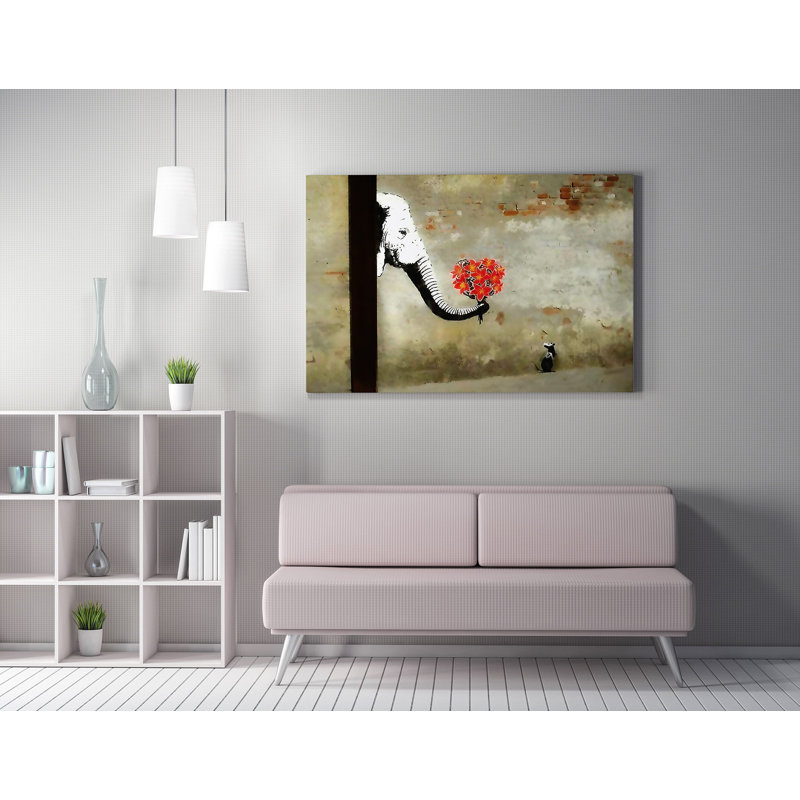 Bansky, impression sur toile tendue, L 28 po x H 20 po