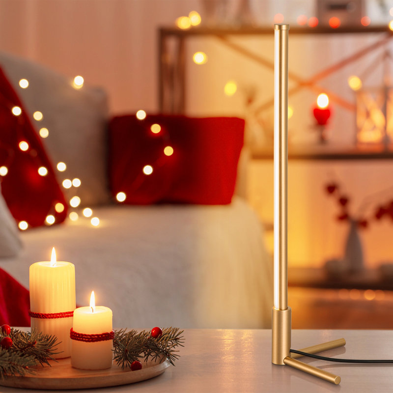 Loxley Metal USB Table Lamp Dimmable Minimalist Color-changing Corner Table Lamp, Gold