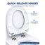 U-Shaped Slow Close Toilet Seat, White PP with Polished Chrome Hinges