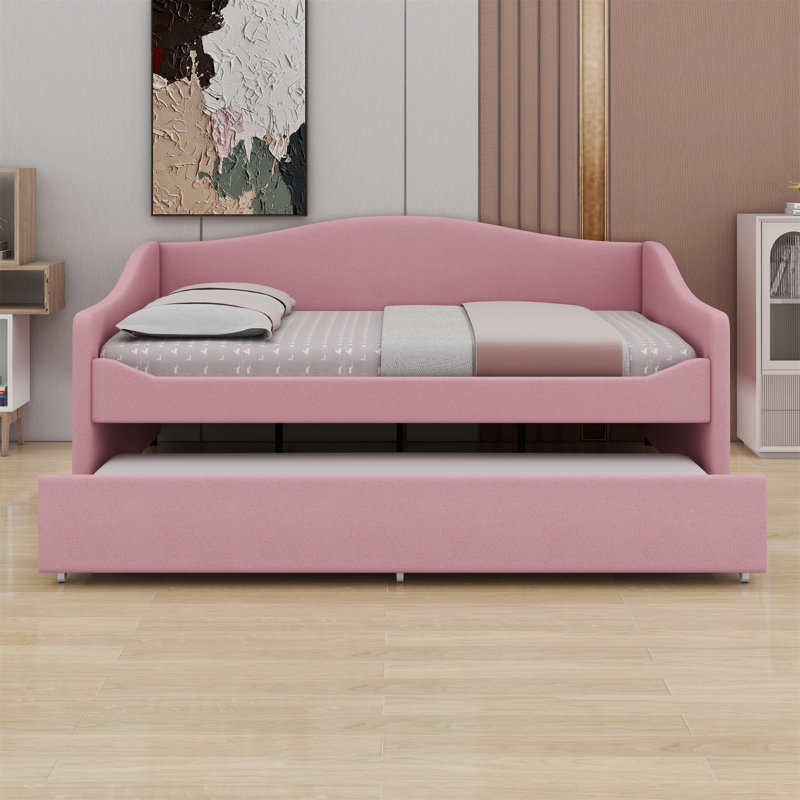 Ellajane Upholstered Daybed Bed, Pink